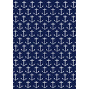 Rice paper featuring a repeating white anchor pattern against a blue background. White borders are on the sides.