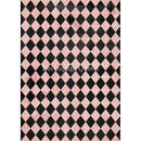 Rice paper that featuring a soft pink and black harlequin diamond pattern. White borders are on the sides.