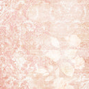 Close-up of a rice paper design that features a stunning pink floral lace design accented with subtle script.