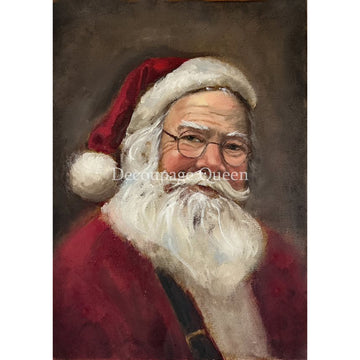 Rice paper featuring a jolly portrait painting of Santa.