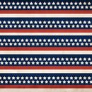 Close-up of a rice paper featuring horizontal blue, red, and white stripes with white stars in the blue stripes.