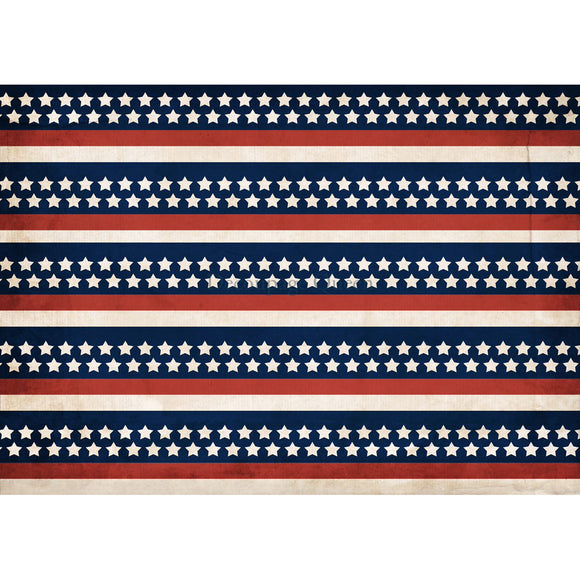 Rice paper featuring horizontal blue, red, and white stripes with white stars in the blue stripes. White borders are on the top and bottom.