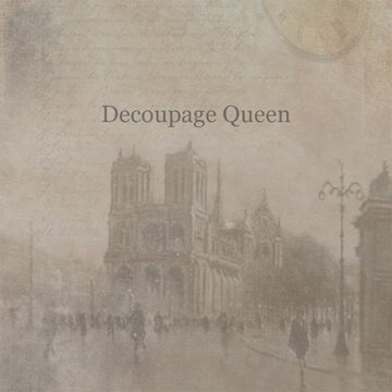 Close-up of a rice paper featuring a hazy Paris street scene against a vintage document.