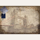 Rice paper featuring a nostalgic London Bridge watermark on a royal letter. White borders are on the top and bottom.