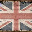 Close-up of a rice paper featuring the Union Jack flag on top of an old document.