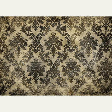 Vintage style Weathered Damask A1 Decoupage Rice Paper. White borders on the top and bottom.