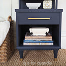 A night stand refurbished by Q is for Quandie features Dixie Belle's Deep Sea Silk All-In-One Mineral Paint.