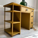 A vintage desk refurbished by The Top Drawer features Dixie Belle Mojave Silk All-In-One Mineral Paint.