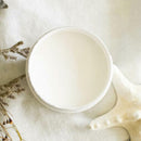 An arial view of an open container of Dixie Belle Paint Company's Salt Water All-In-One Silk Paint is on a white material with a bleached star fish and dried beach flowers.