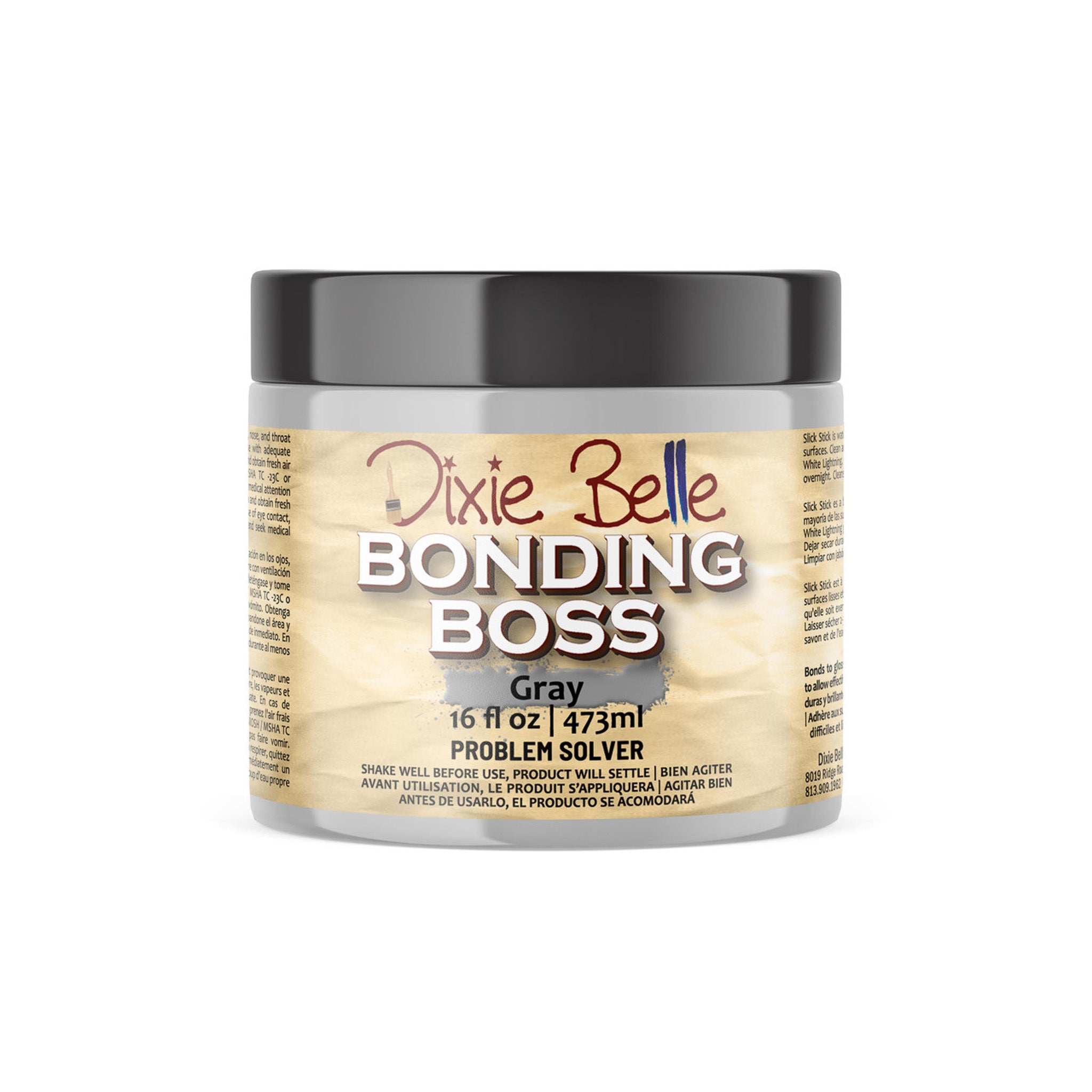 A 16oz container of Dixie Belle's Bonding Boss in Gray is against a white background.