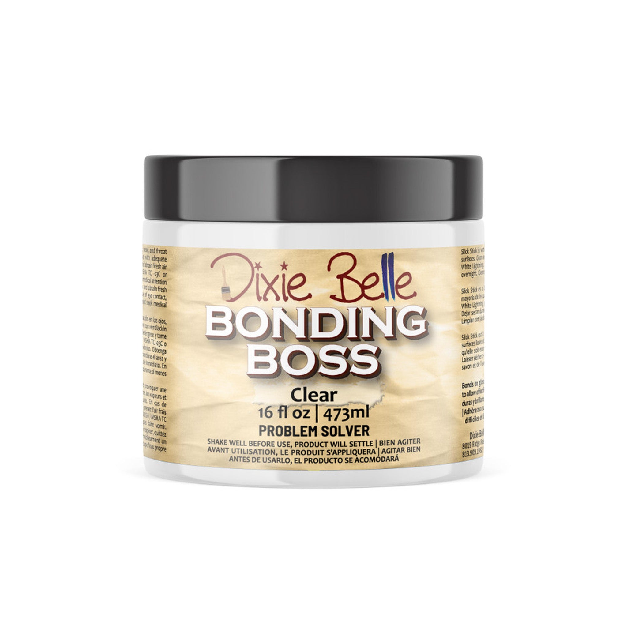 A 16oz container of Dixie Belle's Bonding Boss in Clear is against a white background.