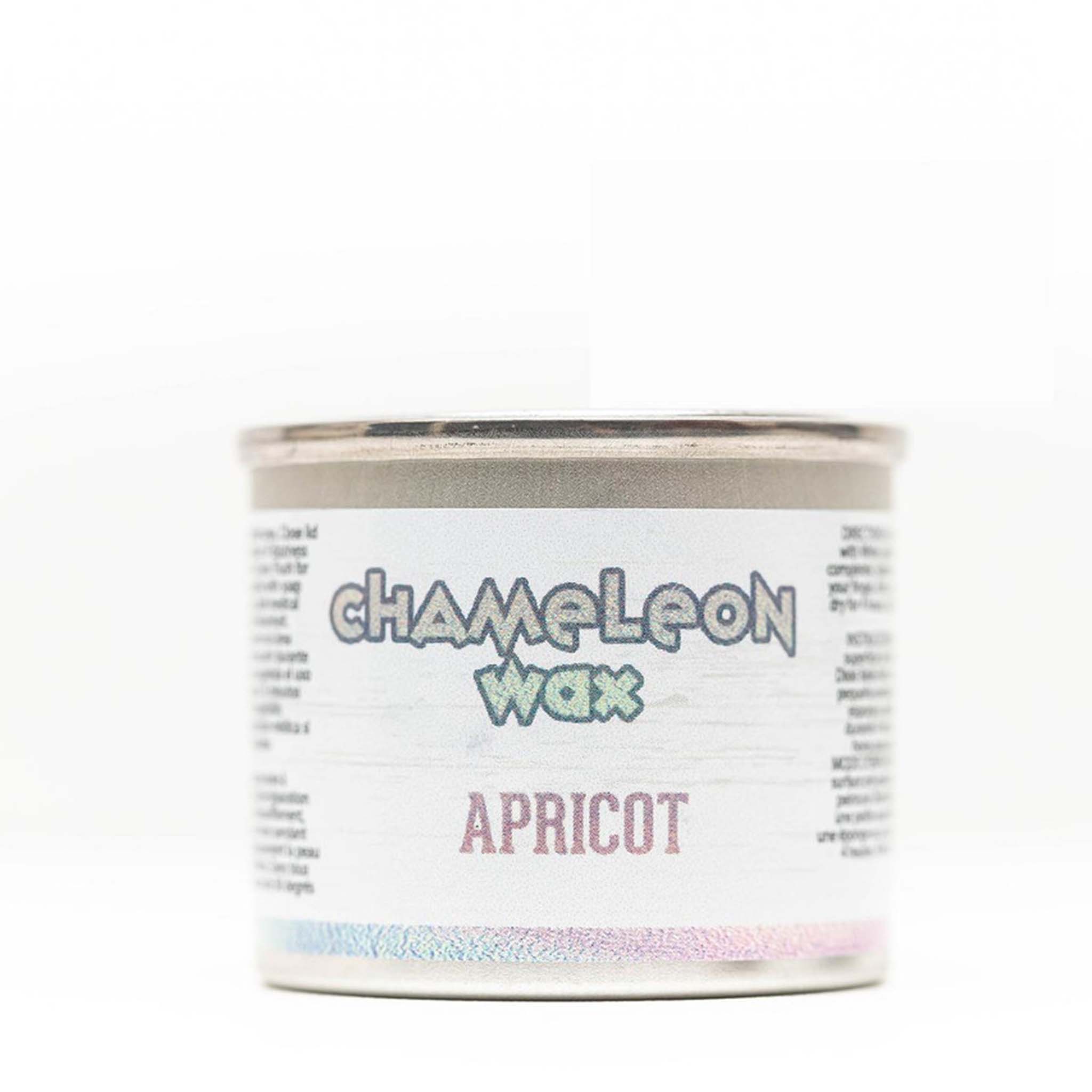 A 40ml container of Dixie Belle Paint's Chameleon wax in Apricot is against a white background.