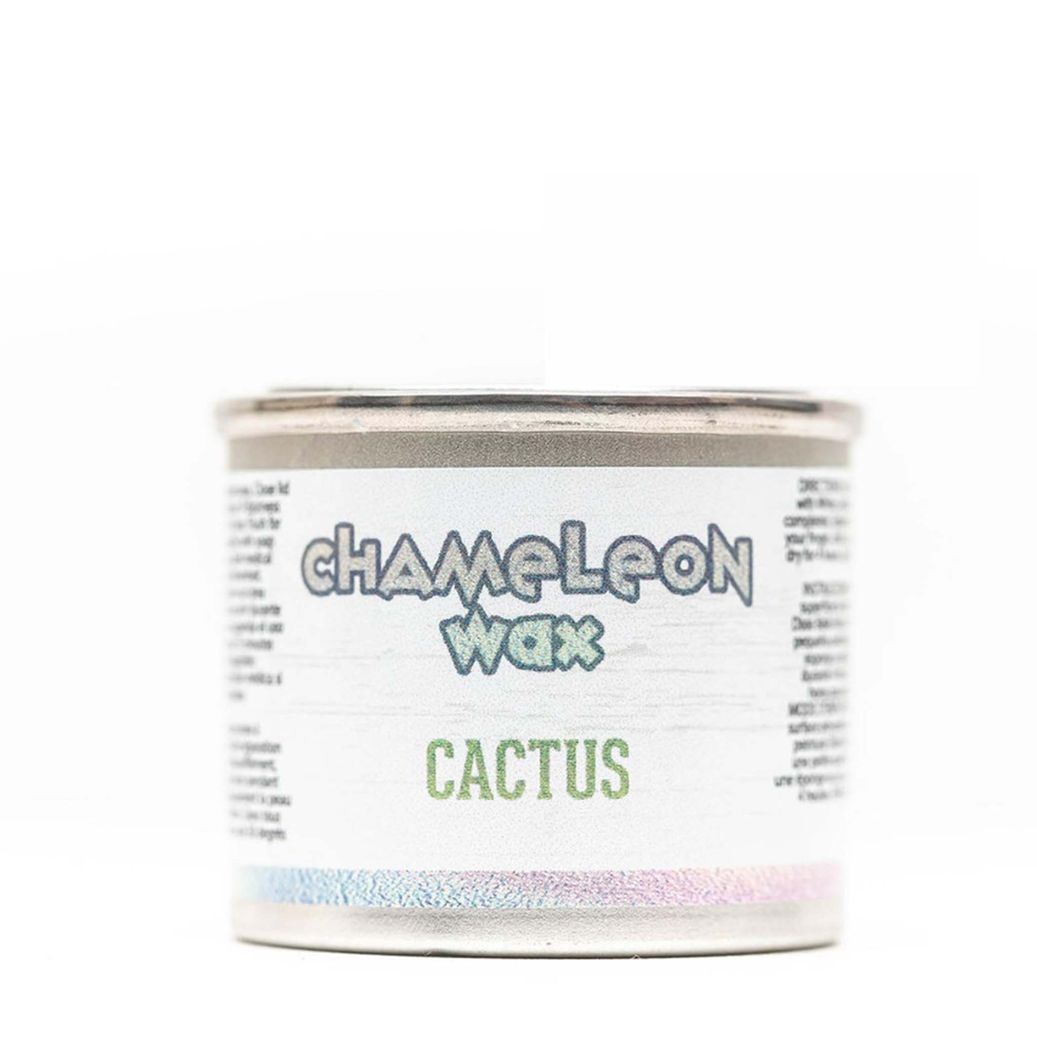 A 40ml container of Dixie Belle Paint's Chameleon wax in Cactus is against a white background.