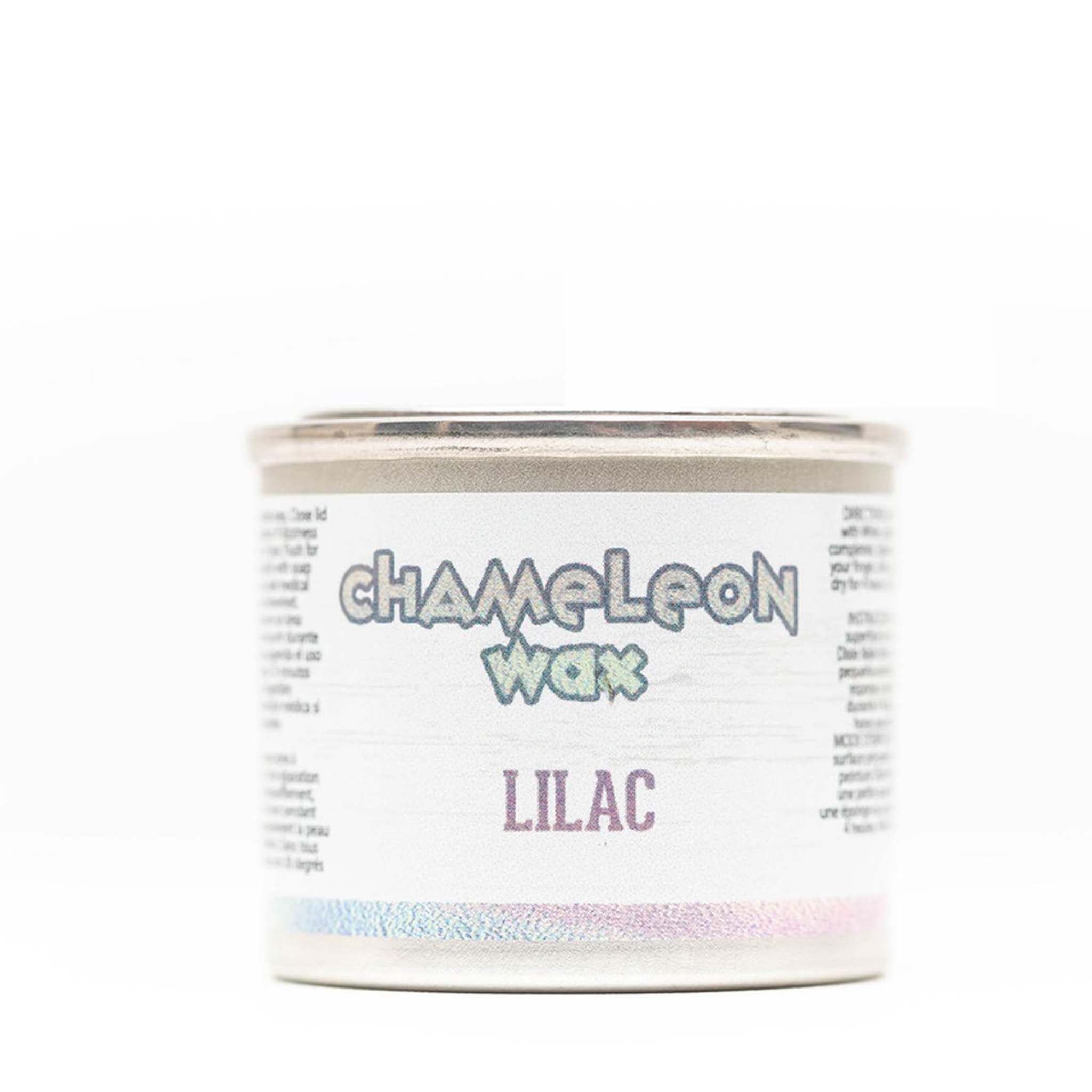 A 40ml container of Dixie Belle Paint's Chameleon wax in Lilac is against a white background.