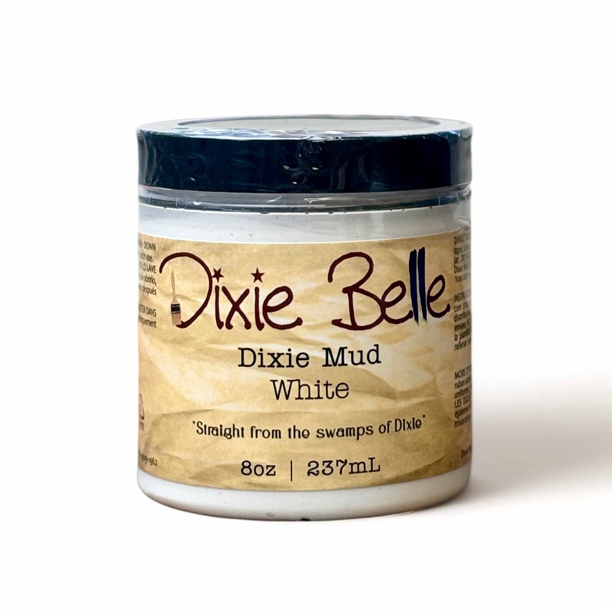 An 8oz container of Dixie Mud by Dixie Belle Paint Company in White.