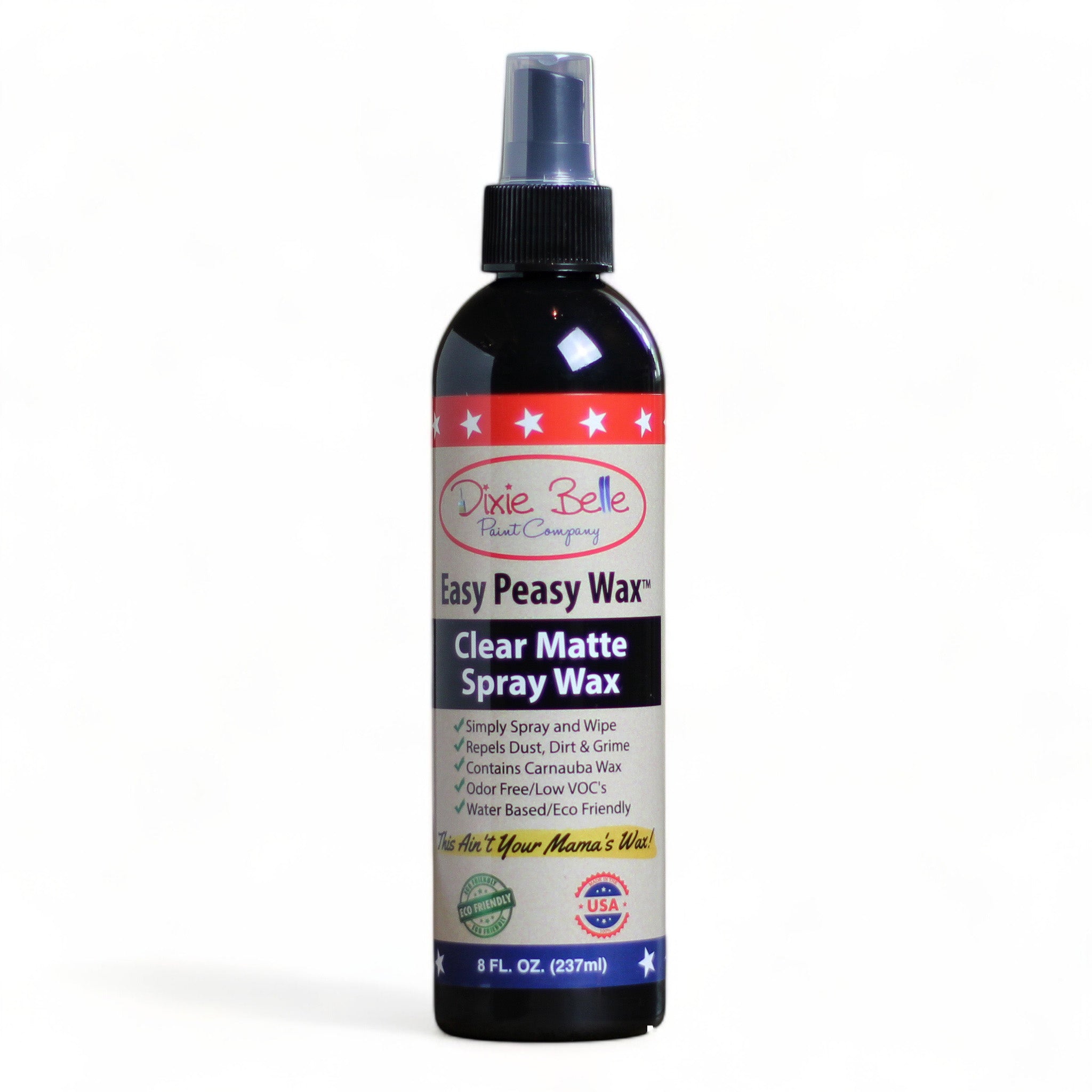 An 8 oz spritz bottle of Dixie Belle's Easy Peasy Wax Clear Matte Spray Wax is against a white background.