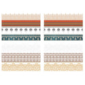 Rub-on transfers of Bohemian style border accents in gold, brown, blush, teal, and rust.