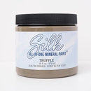 Jar of Silk All-In-One Mineral Paint in Truffle color on a white background