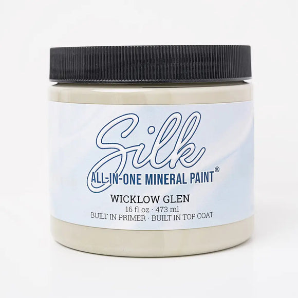 Jar of Silk All-In-One Mineral Paint in Wicklow Glen color on a white background