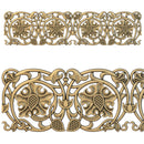 A normal and close-up gold colored rendering of a casting of Dadarkar Art's Verena Edge silicone mold area against a white background.