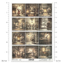 Illustrations of a mouse in various scenes with a measurement scale on the side.