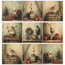 Collage of vintage-style Christmas scenes with toys and decorations.