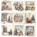 Set of Christmas-themed illustrations featuring Santa Claus, toys, and festive decorations.
