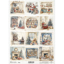 Set of Christmas-themed illustrations featuring Santa Claus, toys, and festive scenes.