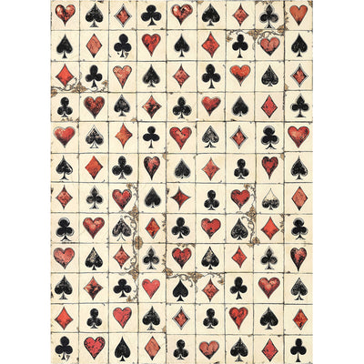 Pattern of playing card suits on a textured background
