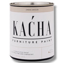 A 32oz can of Kacha Furniture Paint in the color Creme Brulee (neutral beige) is against a white background.