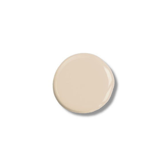 A color sample of Kacha Furniture Paint in the color Creme Brulee (neutral beige) is against a white background.