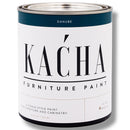 A 32oz can of Kacha Furniture Paint in the color Danube (moody blue-green) is against a white background.