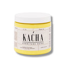A 16 oz container of Kacha Furniture Paint in the color Lemon Yellow is against a white background.