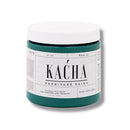 A 16 oz container of Kacha Furniture Paint in the color Maine Forest Green is against a white background.
