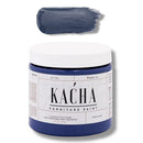 A 16 oz container and swatch sample of Kacha Furniture Paint in the color Royal Blue is against a white background.