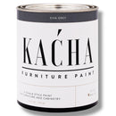 A 32 oz can of Kacha Furniture Paint in the color Siva Grey (steel grey) is against a white background.