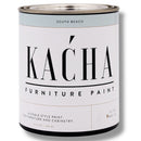A 32 oz can of Kacha Furniture Paint in the color South Beach (cool, soft green) is against a white background.