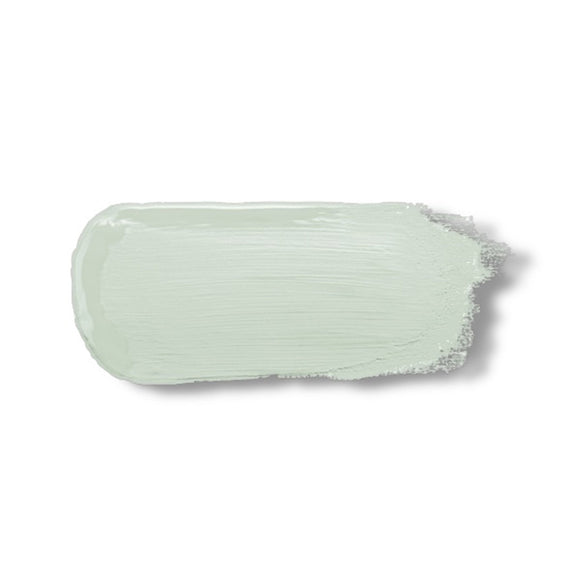 A color sample of Kacha Furniture Paint in the color Subtle Pistachio (pale green) is against a white background.