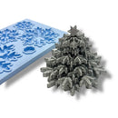 Metallic Christmas tree decoration with snowflake mold on a white background