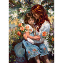 Full sheet of Lamora Precious Times 21x29 decoupage tissue paper with a romantic mother and daughter floral artwork design