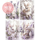 Le Petit Paris - Lavender Bunny Farmhouse Collage Decoupage Paper (A4 Size) Decoupage Paper