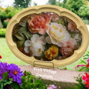 Decorative box with floral design and gold frame, featuring 'Evy's Vintage Creations' text.