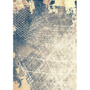 Rice paper featuring a blue gray distressed pattern with honeycomb accents.