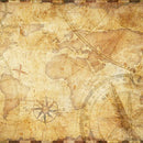 Close-up of a rice paper featuring an aged sepia-toned world map with faint designs of a compass and ship wheel.