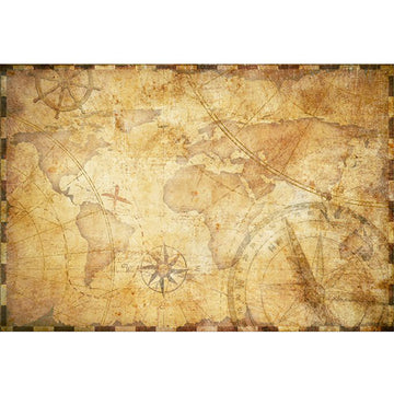 Rice paper featuring an aged sepia-toned world map with faint designs of a compass and ship wheel.