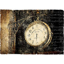 Rice paper featuring an ornate clock design against a distressed black background with gold script.