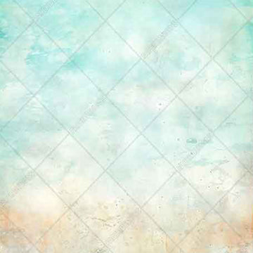 Close-up of a rice paper featuring an aqua watercolor design with a creamy white swirl and a touch of brown at the bottom that will remind you of the beach.