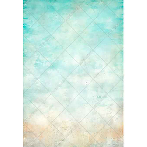 Rice paper featuring an aqua watercolor design with a creamy white swirl and a touch of brown at the bottom that will remind you of the beach.
