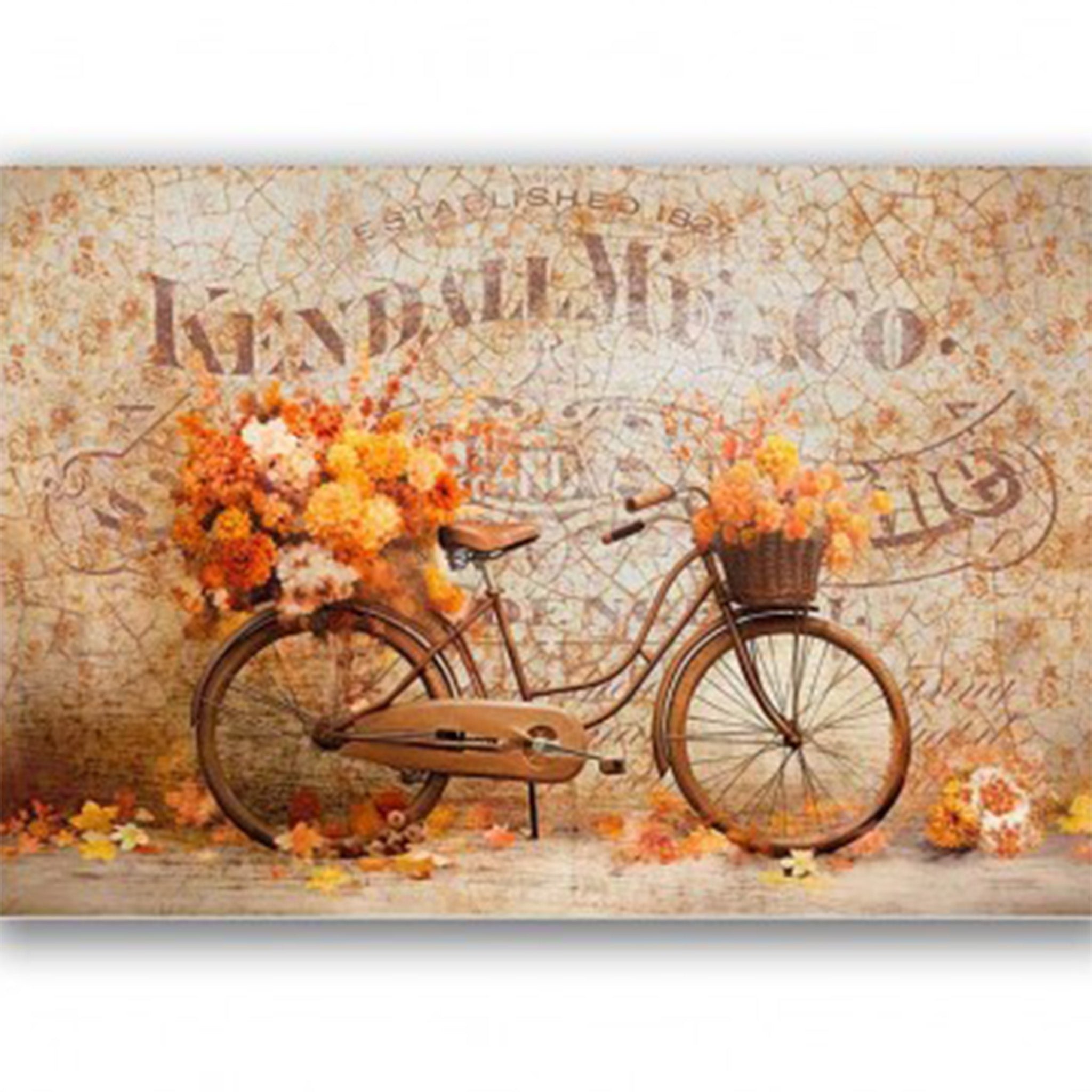 Autumn Floral Bicycle A2 Rice Decoupage Paper - 0
