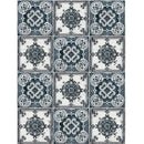 Rice paper featuring  a charming repeating pattern of 2 styles of blue and white tiles. 